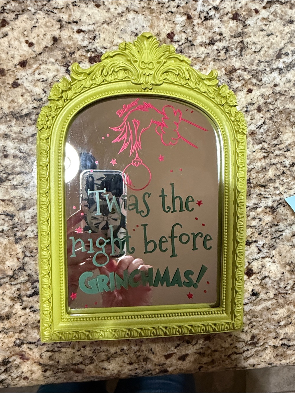 Green 'Twas the Night Before Grinchmas Mirror - Holiday Wall Decor